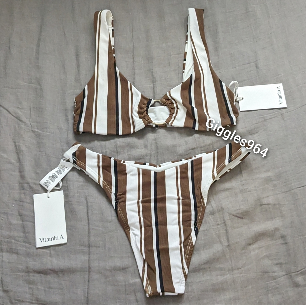 Vitamin A Skylar Ring Ilsa Bikini Set St Barths Stripe